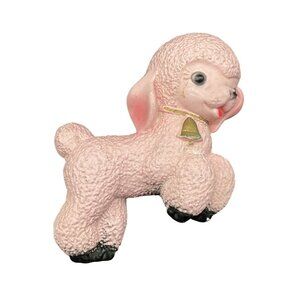 Vintage Mid Century Pink Poodle Chalkware Wall Hanging Decor 8"H x 6"W 1930s